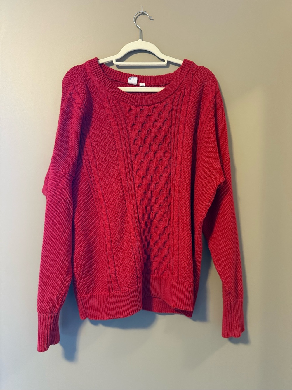 GAP Red Cable-Knit Crewneck Sweater